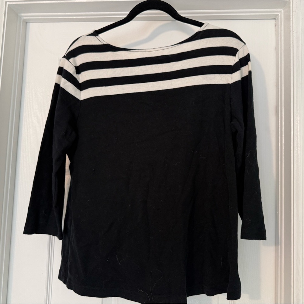 Croft & Barrow Black and White 3/4 Sleeve T-Shirt
